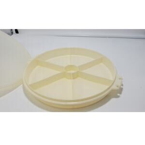 Tupperware #405-9 Sheer Divided Party Tray & #224-11 Clear Seal Lid ~ 12 Inch